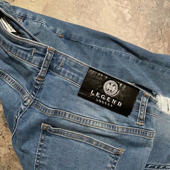 Legend London - Men's Spray-On Ripped Stone Washed Jeans (34x32) - Picture 3 of 7